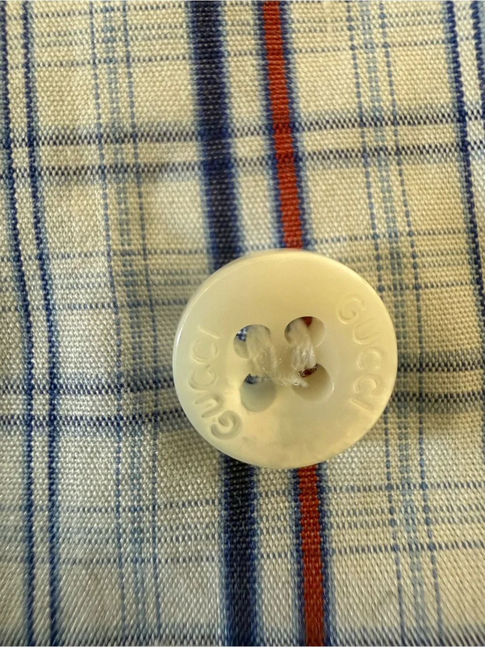 Gucci Men’s Classic Fit Dress Shirt Sz 39/15.5 Blue Plaid Long Sleeve Button  Up
